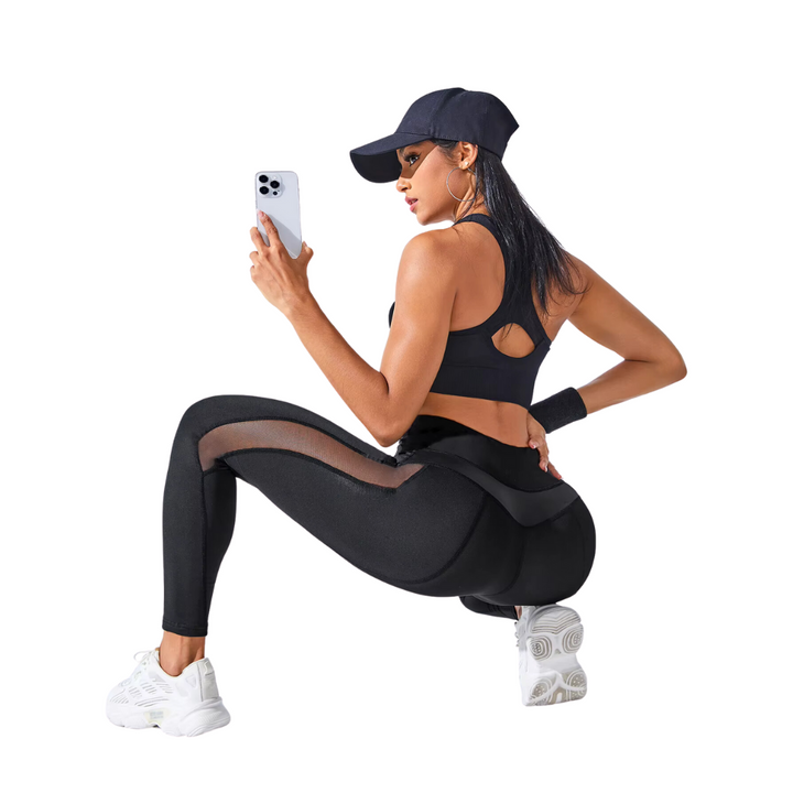 Legging Empina Bumbum Mesh Fit Preta