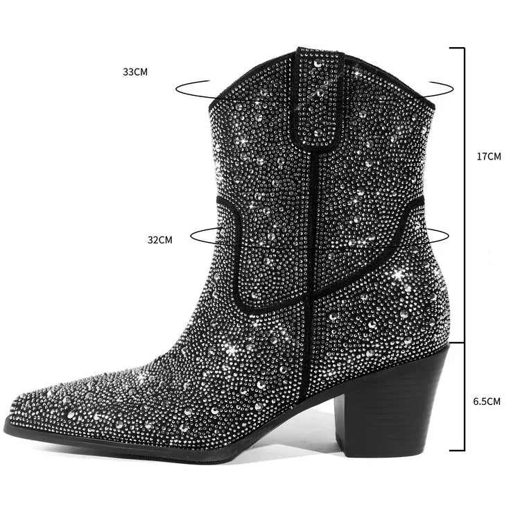 Bota Cano Baixo Com Apliques Preta- Poderosa