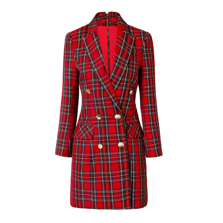 Sobretudo Blazer Xadrez Tartan Vermelho