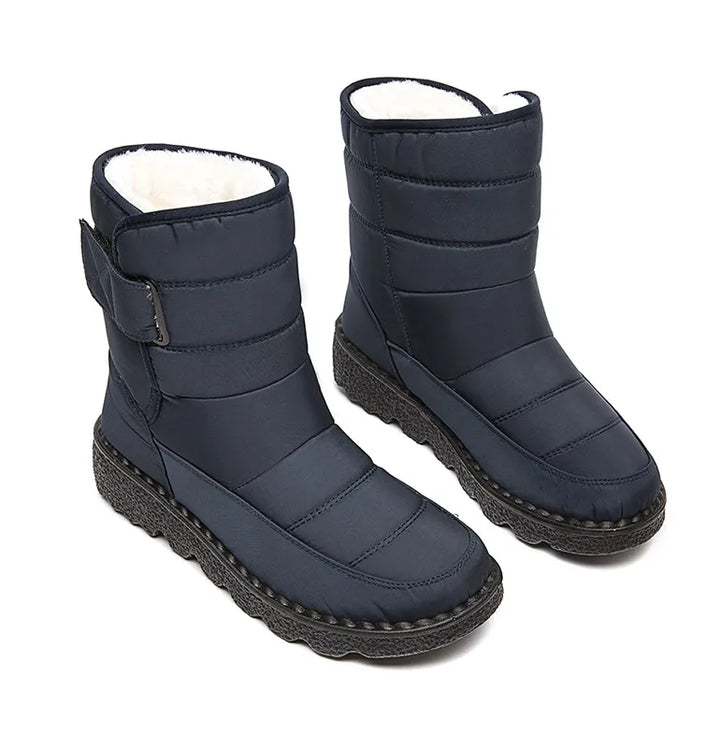 Bota Snow Cano Curto Matelassê Com Pelos Azul Marinho - Poderosa