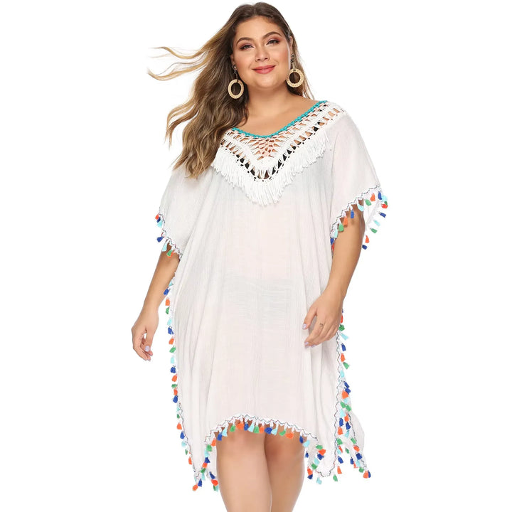 Saída de Praia Kaftan Pompom Plus Size