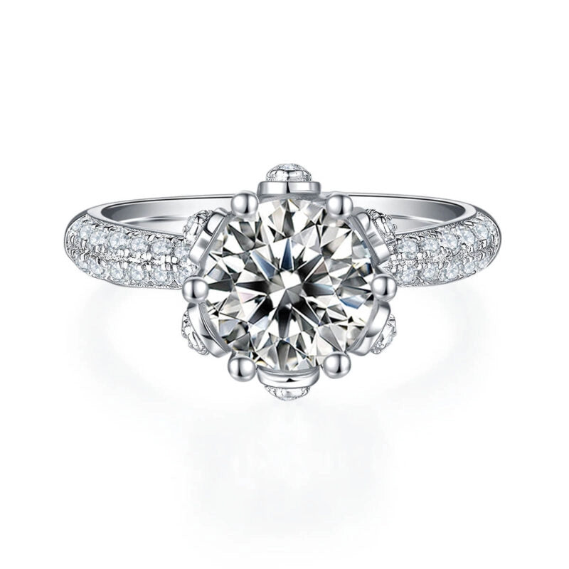 Anel Solitário Coroa de Brilho Prata 925