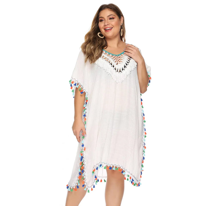 Saída de Praia Kaftan Pompom Plus Size