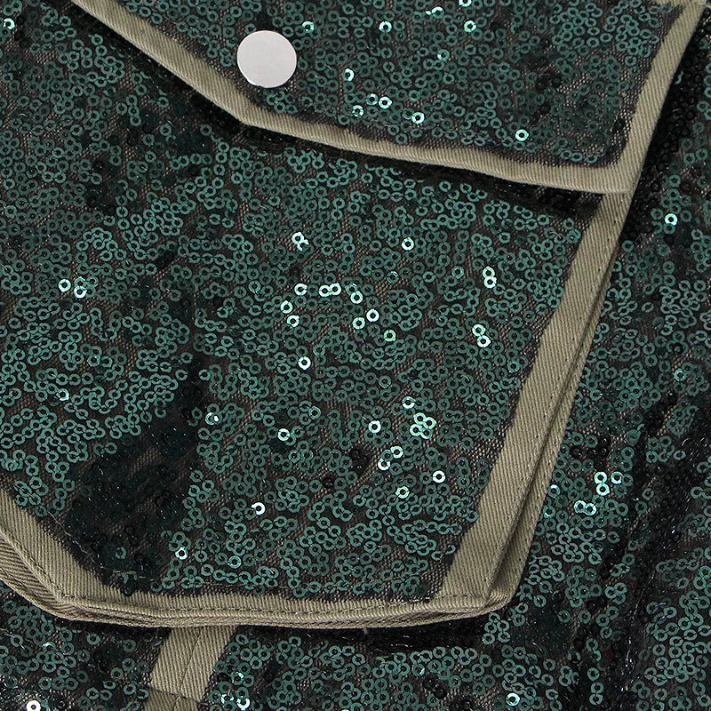 Jaqueta Cropped Militar Glam Com Paetês