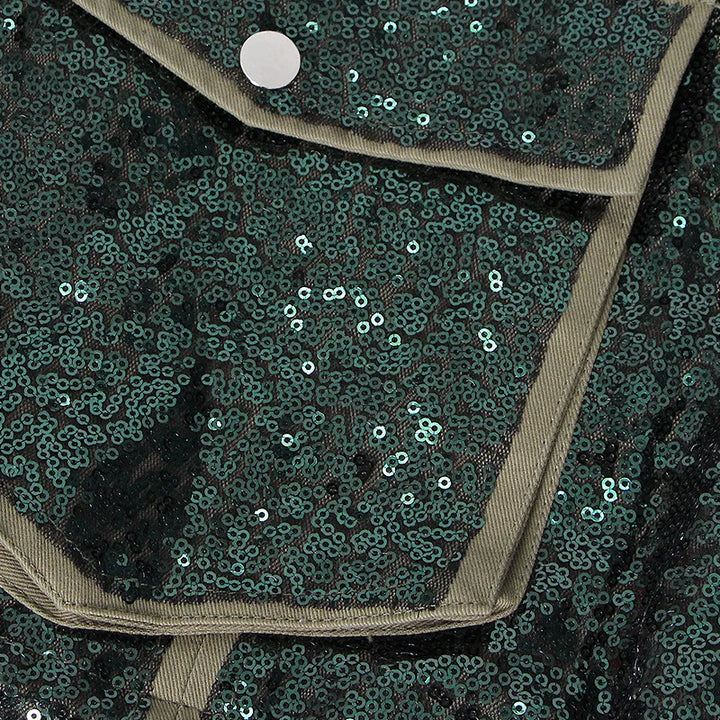 Jaqueta Cropped Militar Glam Com Paetês