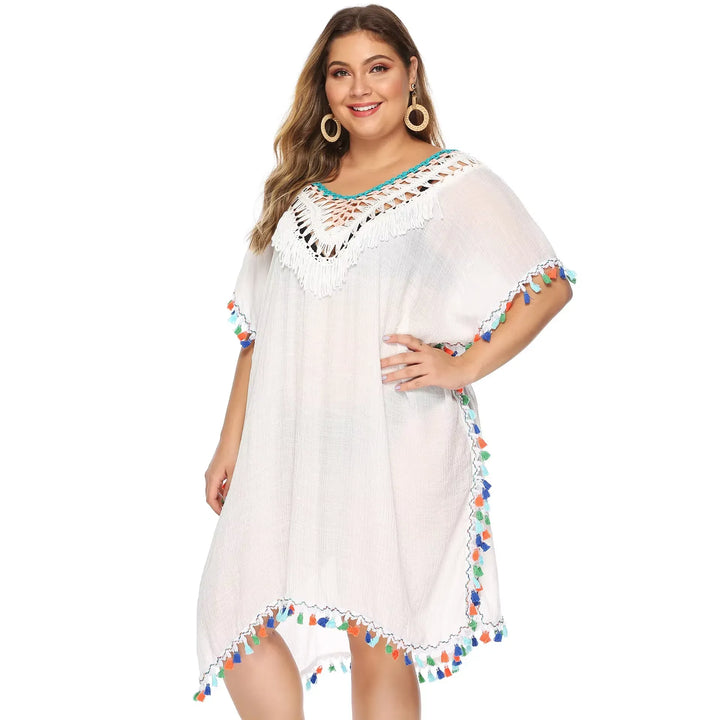 Saída de Praia Kaftan Pompom Plus Size