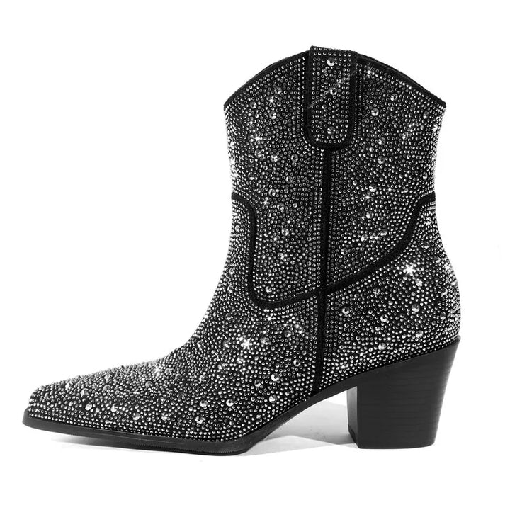 Bota Cano Baixo Com Apliques Preta- Poderosa