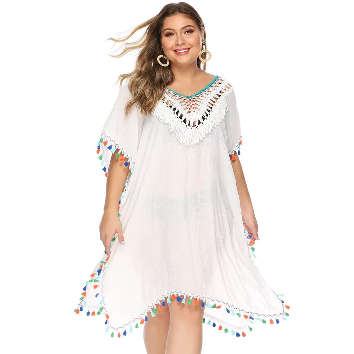 Saída de Praia Kaftan Pompom Plus Size