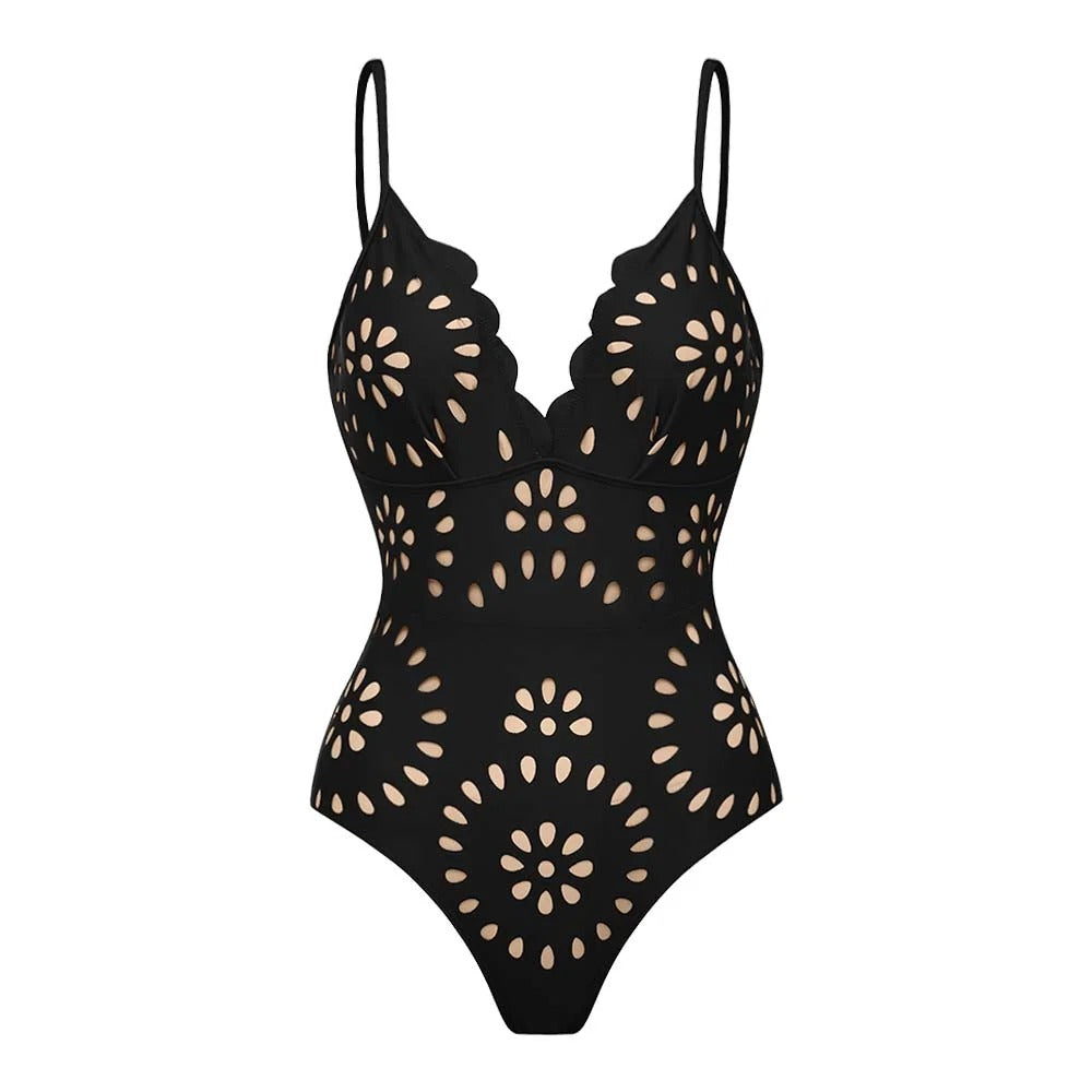 Maiô Glamour Vazado Preto