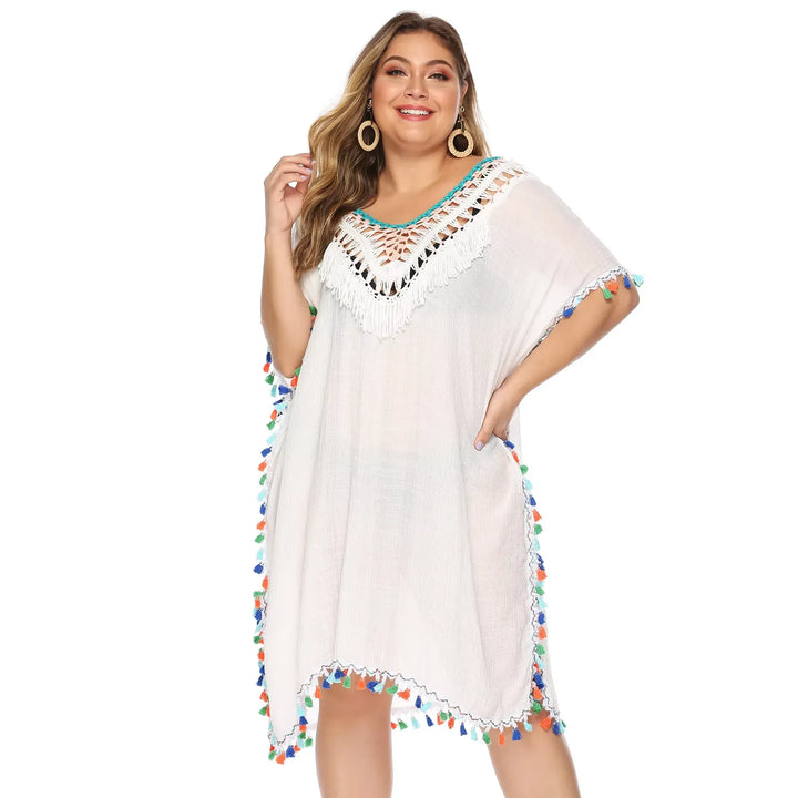 Saída de Praia Kaftan Pompom Plus Size