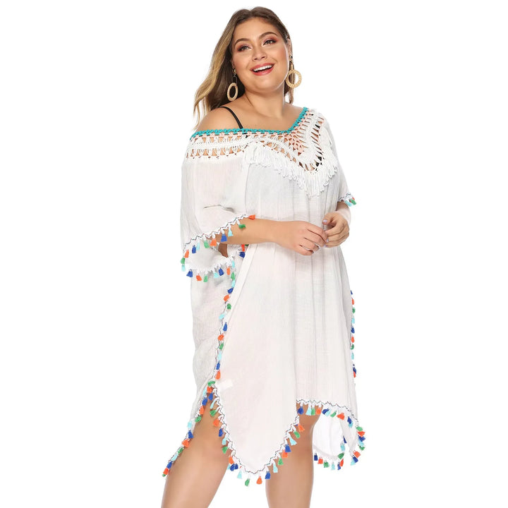 Saída de Praia Kaftan Pompom Plus Size