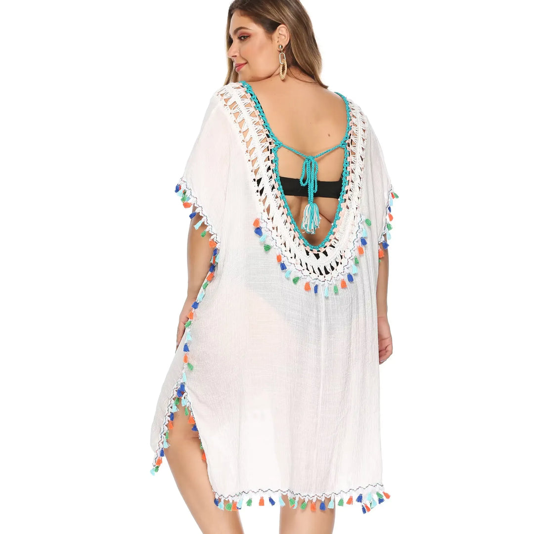 Saída de Praia Kaftan Pompom Plus Size