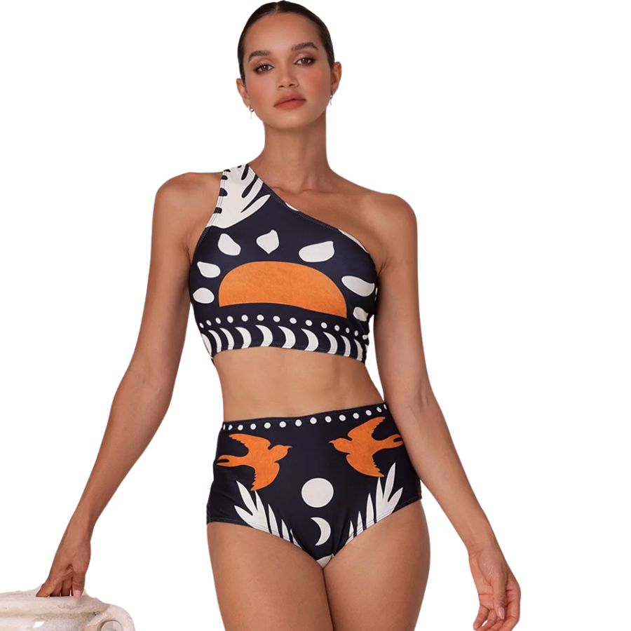 Biquíni Assimétrico Místico Sol e Lua Preto