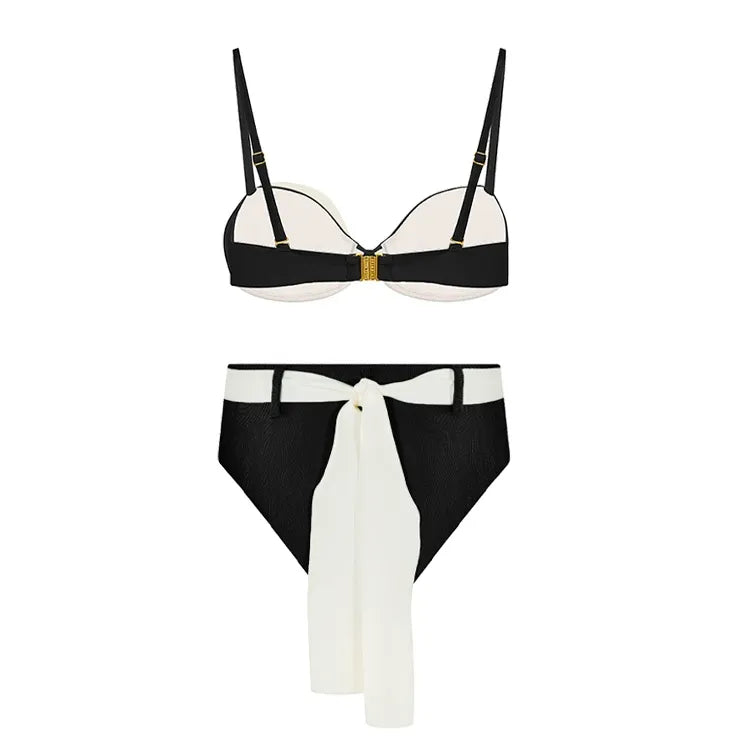 Biquíni Cintura Alta Com Flor Off-White