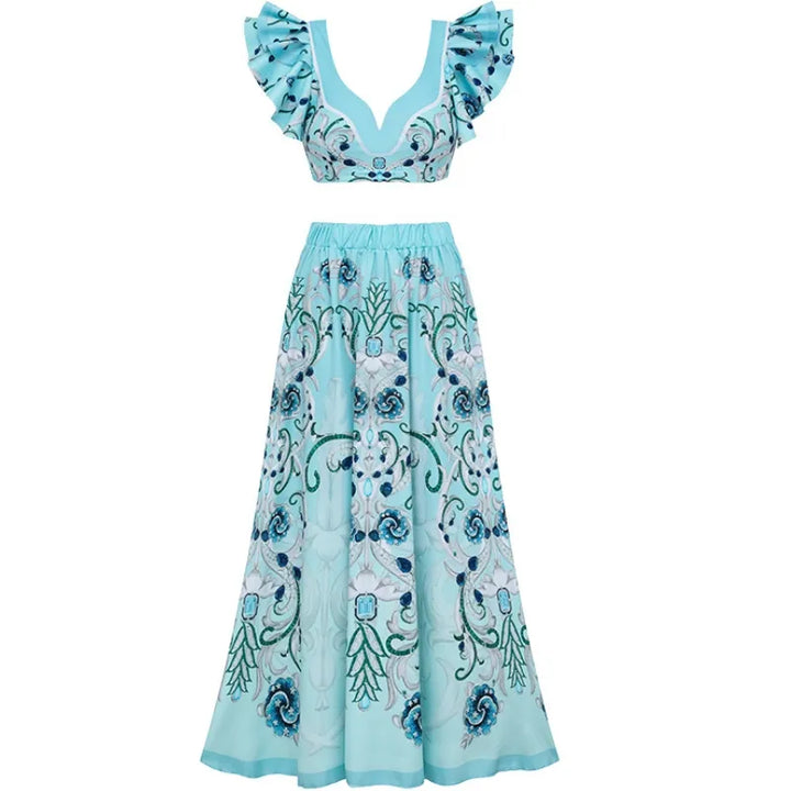 Biquíni - Com Saída- Elegance Barroco Aqua - Azul- Poderosa