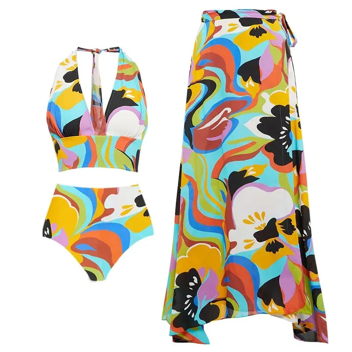 Biquíni Halter Neck Estampa Abstrata - Poderosa