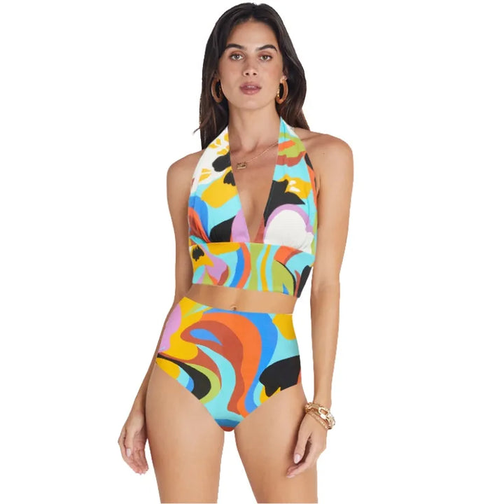 Biquíni Halter Neck Estampa Abstrata - Poderosa