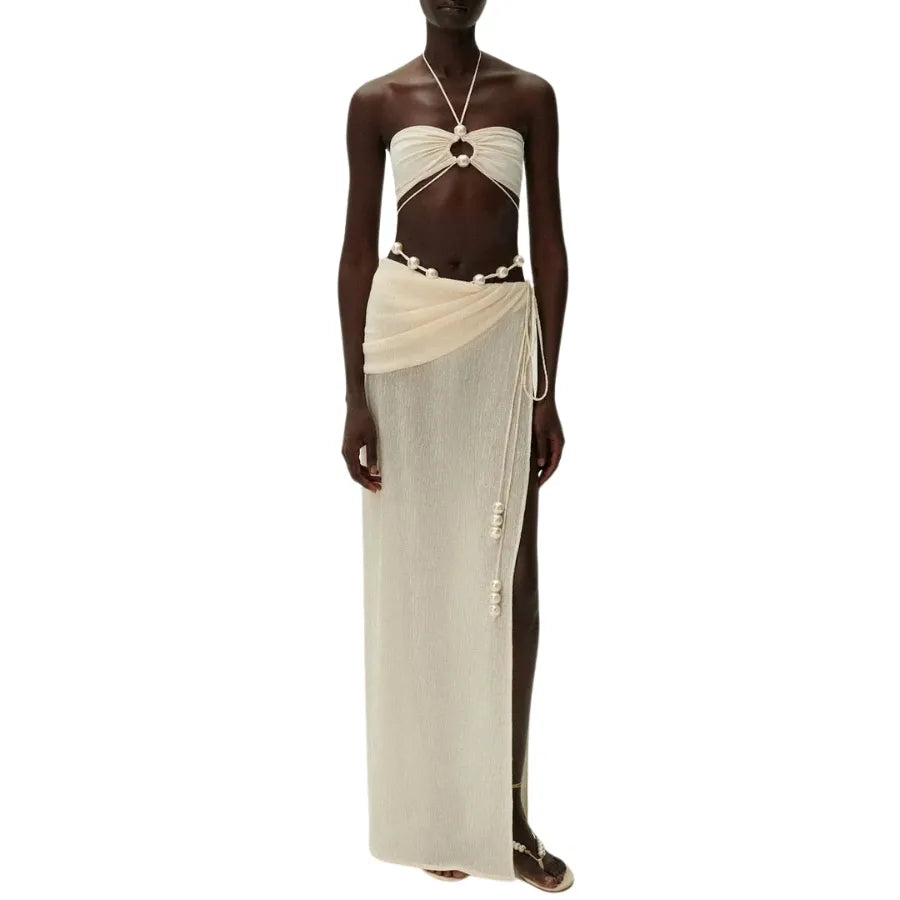 Biquíni Luxo Pérolas Off-White - Poderosa