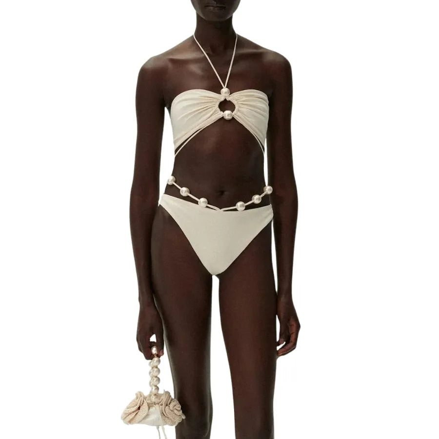 Biquíni Luxo Pérolas Off-White - Poderosa