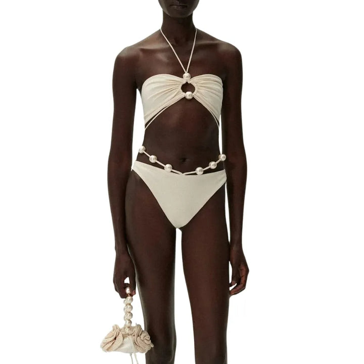 Biquíni Luxo Pérolas Off-White - Poderosa