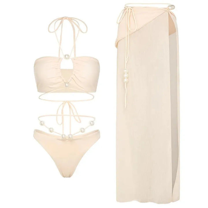 Biquíni Luxo Pérolas Off-White - Poderosa