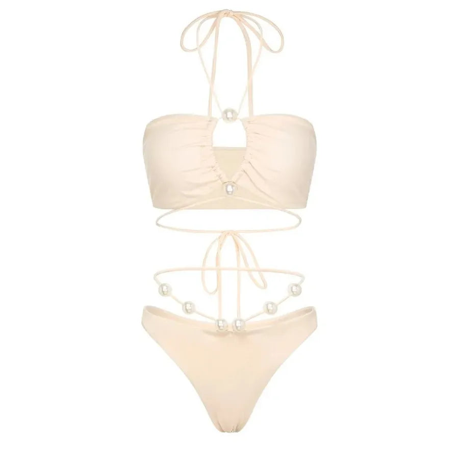 Biquíni Luxo Pérolas Off-White - Poderosa