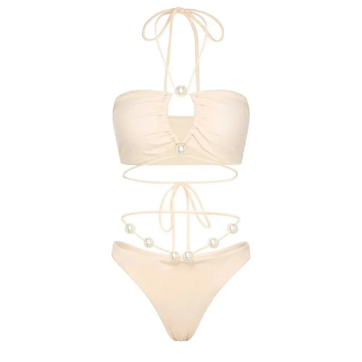 Biquíni Luxo Pérolas Off-White - Poderosa