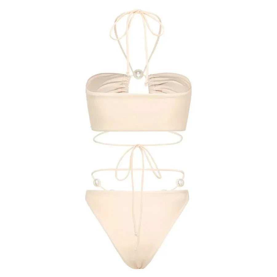 Biquíni Luxo Pérolas Off-White - Poderosa