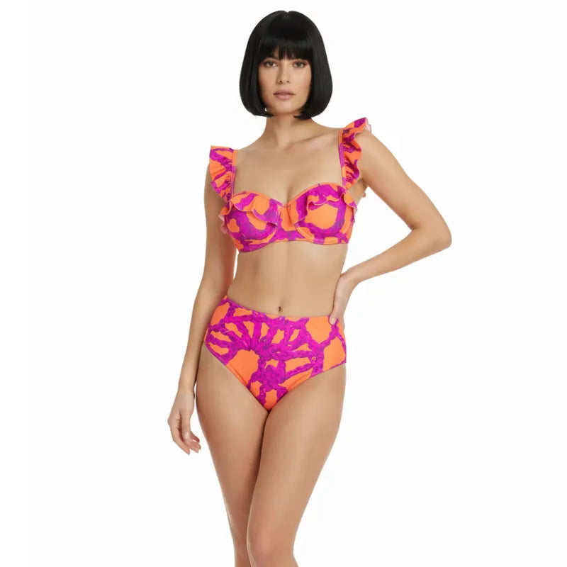 Biquíni Pink Babados Tropicais - Poderosa