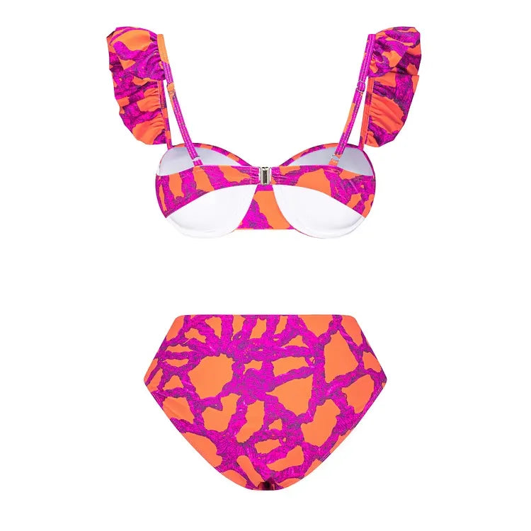 Conjunto Biquíni Pink Babados Tropicais - Poderosa
