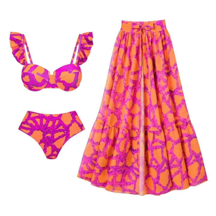 Conjunto Biquíni Pink Babados Tropicais - Poderosa