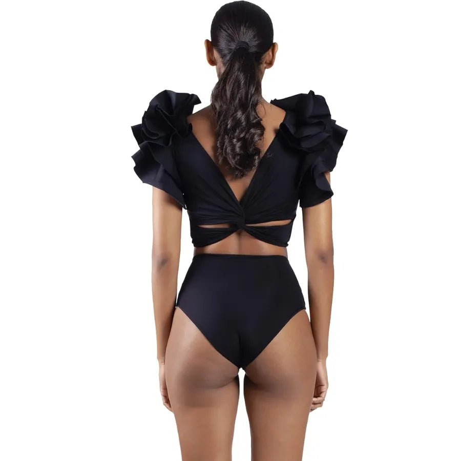 Biquíni Preto Glamour Com Mangas Bufantes - Poderosa