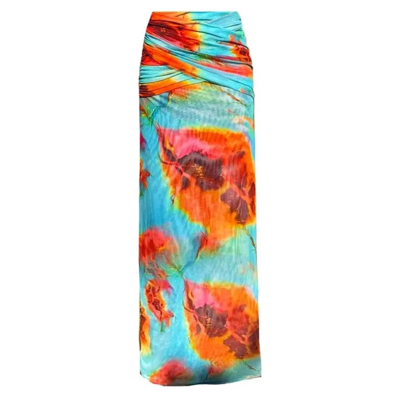 Biquíni Cropped Turquesa e Laranja Flamejante - Poderosa