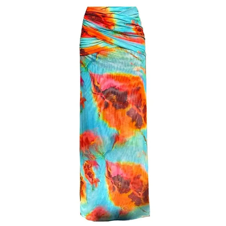 Biquíni Cropped Turquesa e Laranja Flamejante - Poderosa