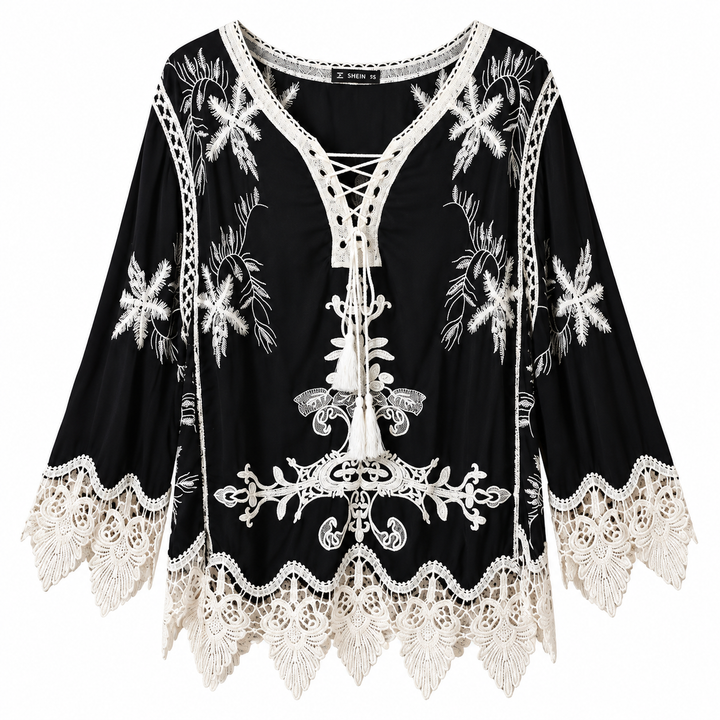 Blusa Manga Longa Detalhe Crochet