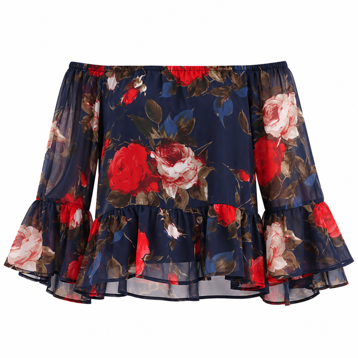 Blusa Ciganinha Chiffon Floral