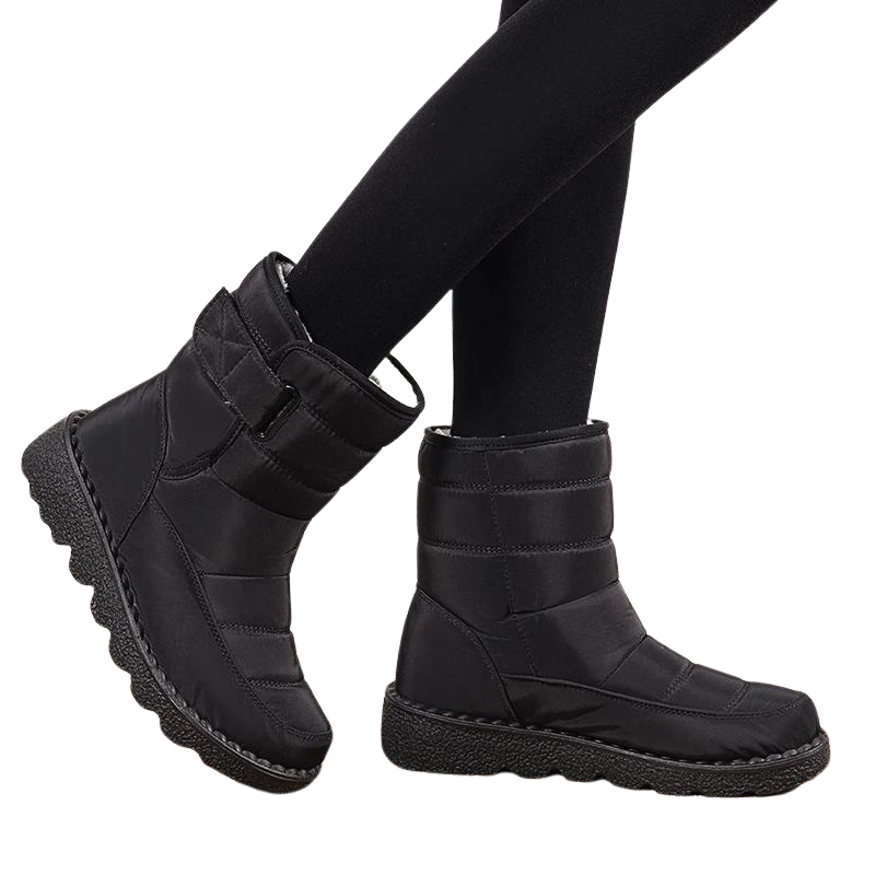 Bota Snow Cano Curto Matelassê Com Pelos Preta - Poderosa