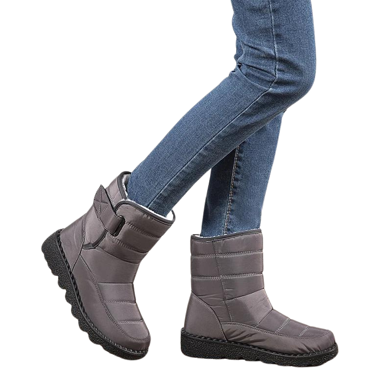 Bota Snow Cano Curto Matelassê Com Pelos Cinza - Poderosa