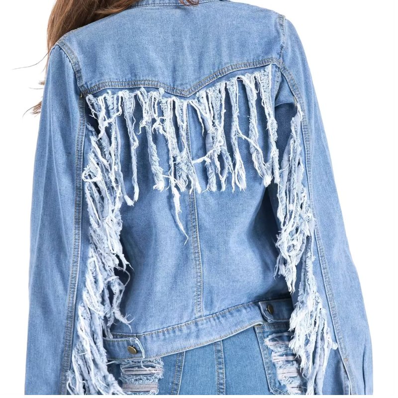 Jaqueta Jeans Mindset Com Franjas