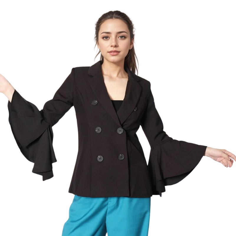Blazer Feminino Alfaiataria Manga Flare