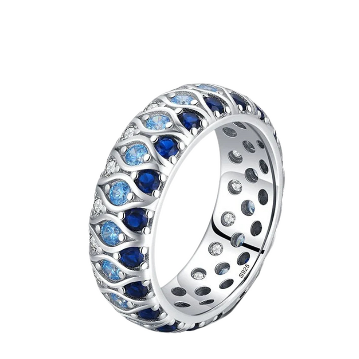 Anel Eternity Azul Real em Prata 925