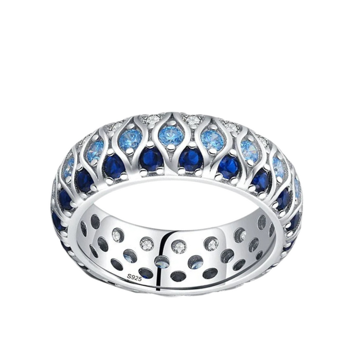 Anel Eternity Azul Real em Prata 925