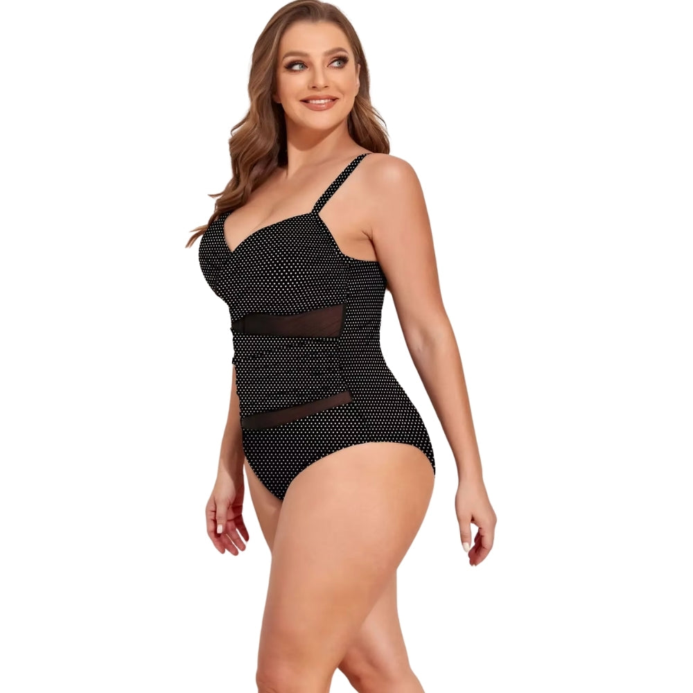 Maiô Plus Size Poá Com Transparência