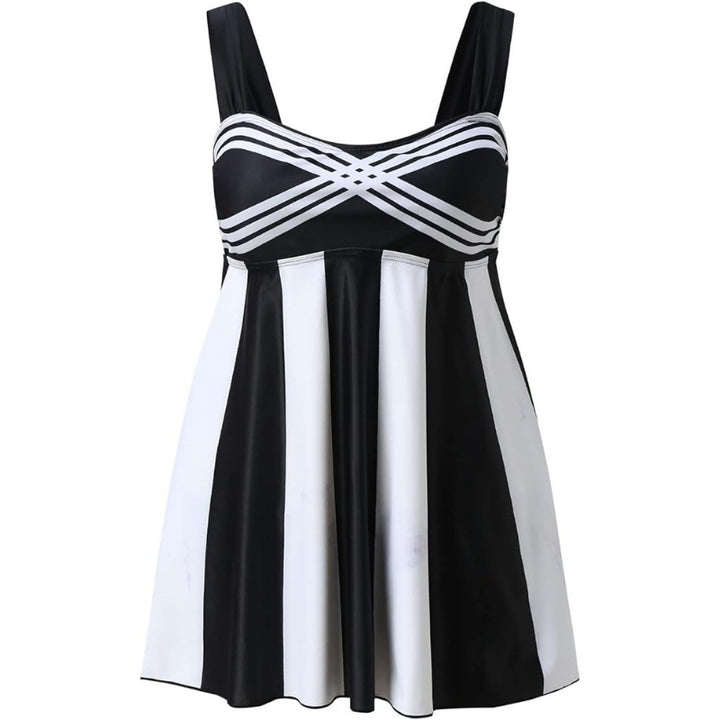 Maiô Com Saia Plus Size Preto e Branco