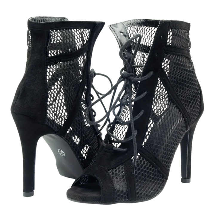 Bota Open Boot Suede Com Detalhe Vazado Preta - Poderosa