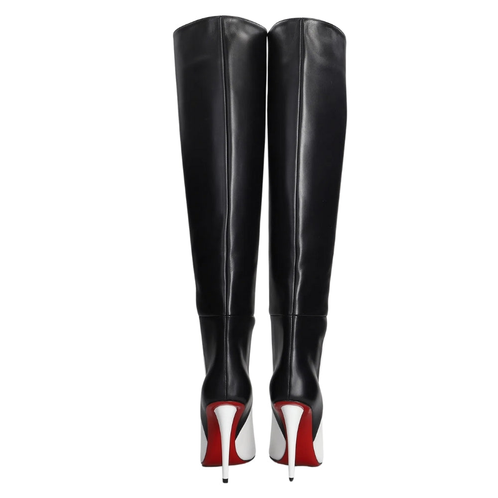 Bota Cano Alto Bicolor Salto Fino Luxo