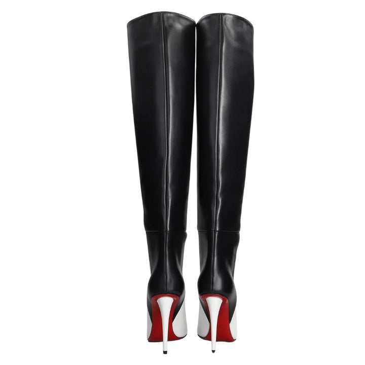 Bota Cano Alto Bicolor Salto Fino Luxo