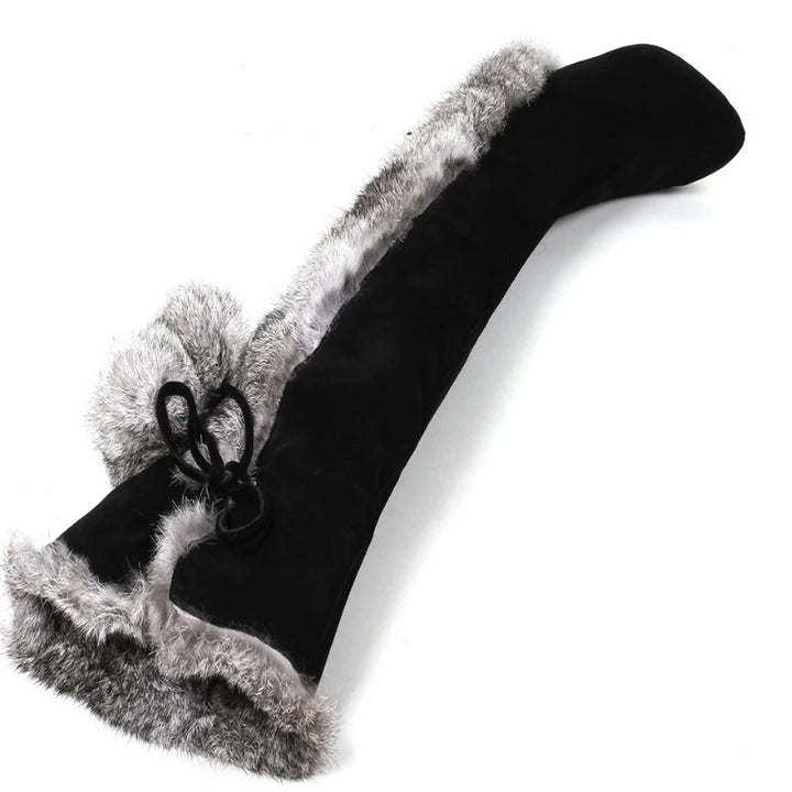 Bota Over the Knee Peluciada Com Pompons