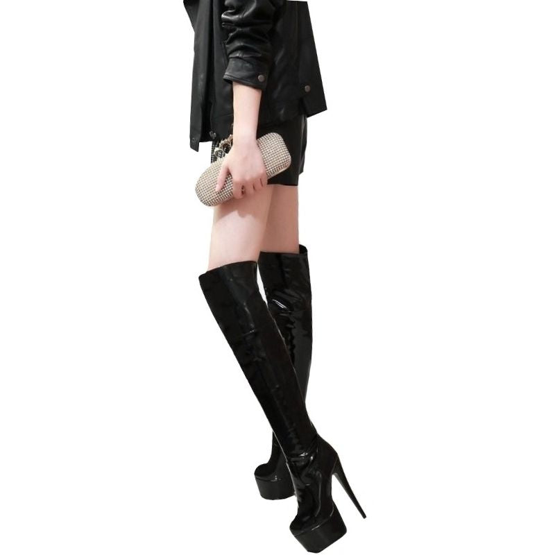 Bota Over The Knee Verniz Salto Agulha
