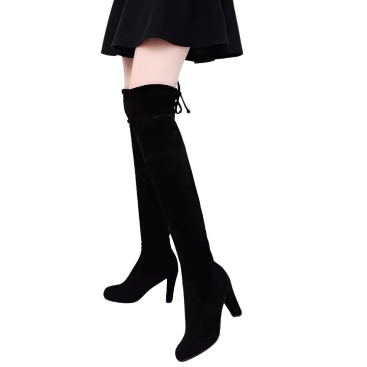 Bota Over The Knee Suede Salto Médio